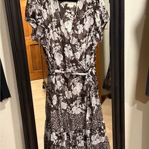 Lane Bryant Black and White Floral Midi Dress